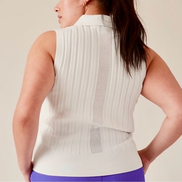 Athleta White Ribbed sweater vest. Sz L - Picture 2 of 16